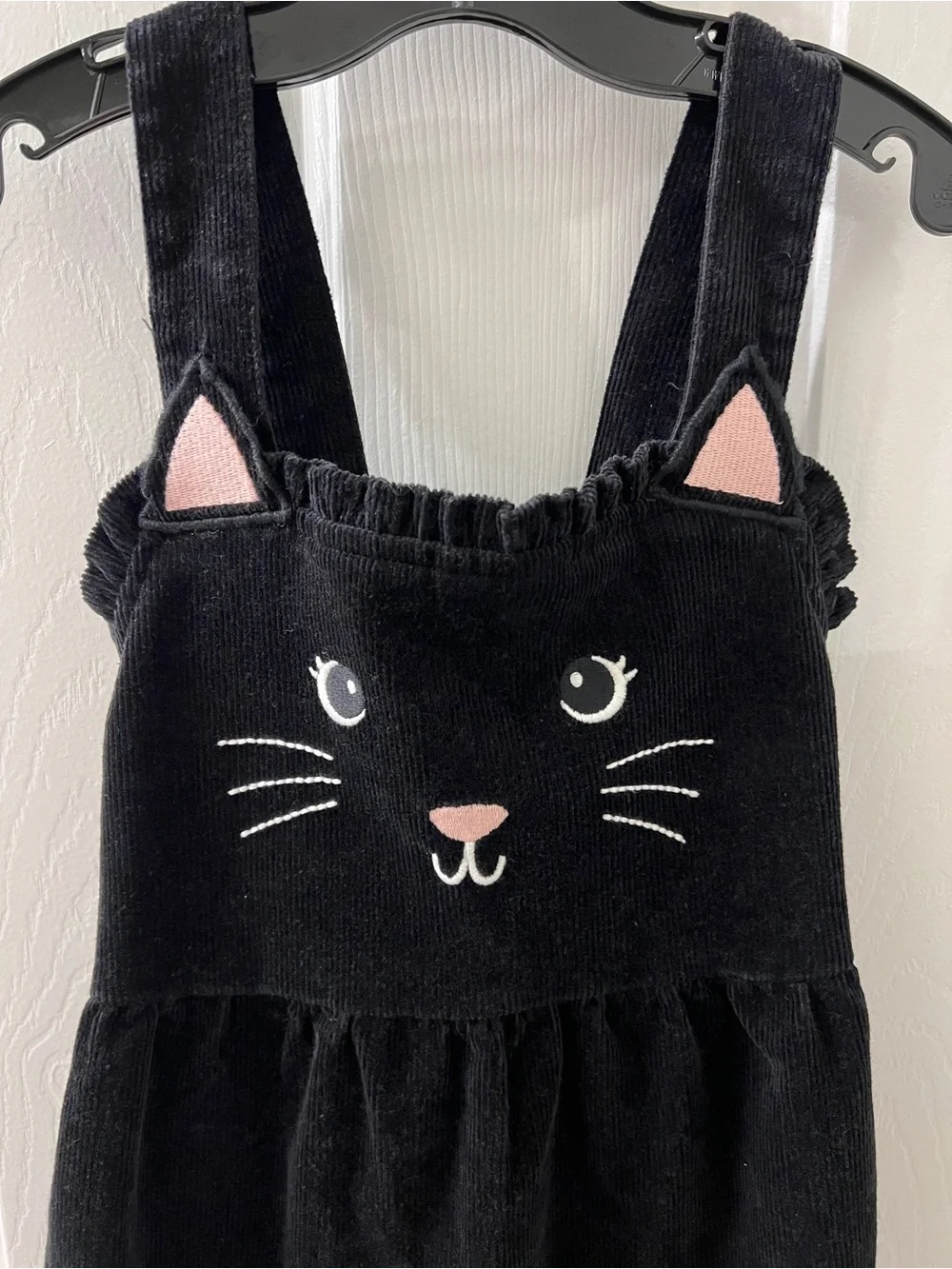 Gymboree Girls Embroidered Cat Cotton Corduroy Cotton Jumper Black Dress Sz 10